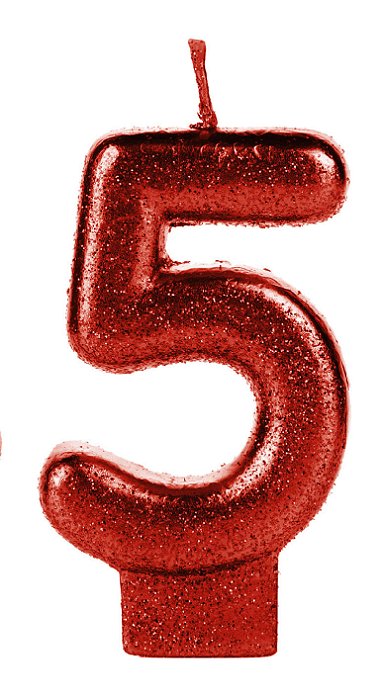 Vela Vermelha Glitter Número 5