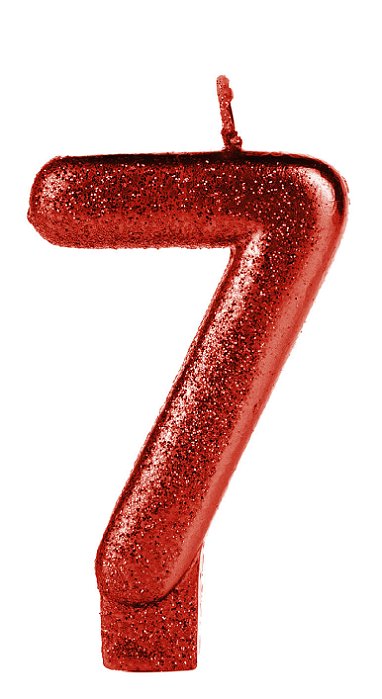 Vela Vermelha Glitter Número 7