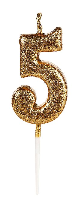 Vela Pequena Dourada Glitter 5