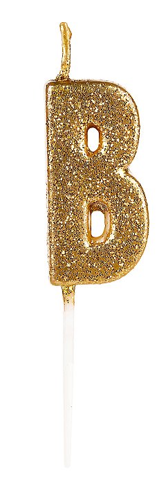 Vela Letra Glitter Dourada B