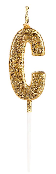 Vela Letra Glitter Dourada C