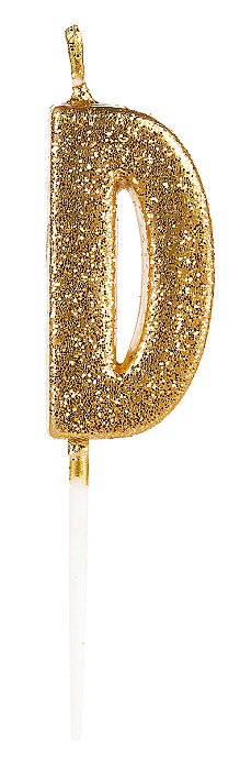 Vela Letra Glitter Dourada D