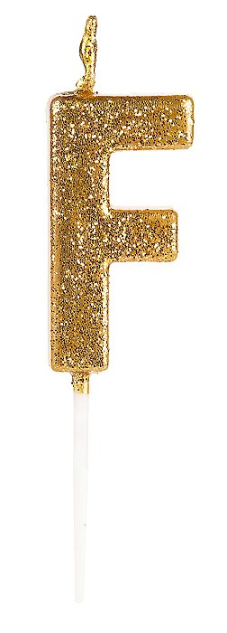 Vela Letra Glitter Dourada F