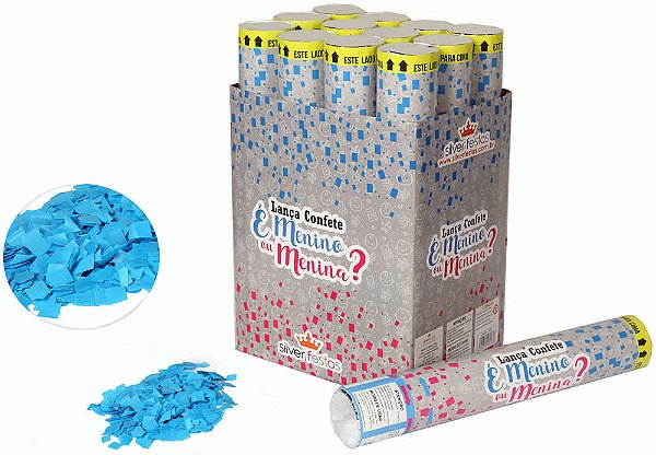 Lança Confetes Chá Revelação Azul 30cm