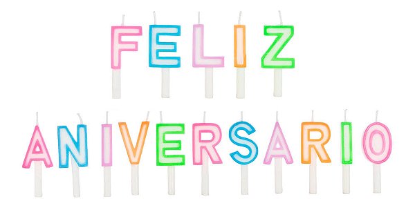 Vela Feliz Aniversário Neon - 16 Un