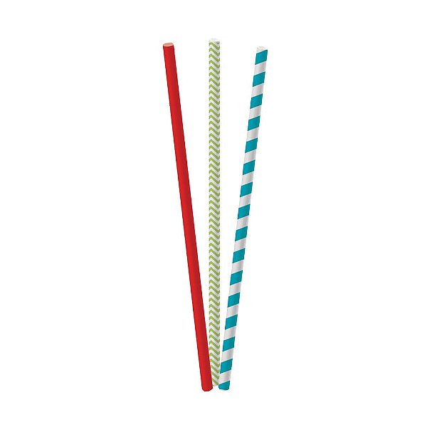 Canudo de Papel Sortido 20 cm - 20 Un