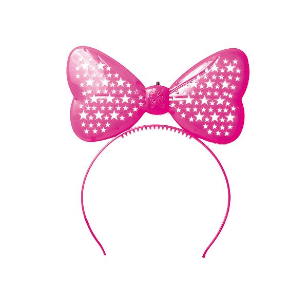 Acessório Tiara com Led Laço Rosa - 1 Un