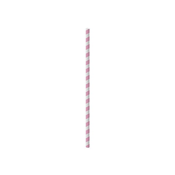 Canudo de Papel Listras Rosa - 20 Un