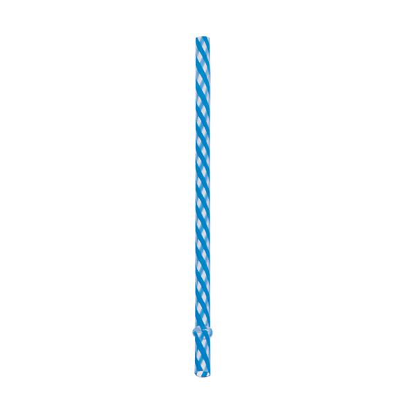 Canudo de Plástico Listras Azul Escuro e Transparente 19 cm - 10 Un