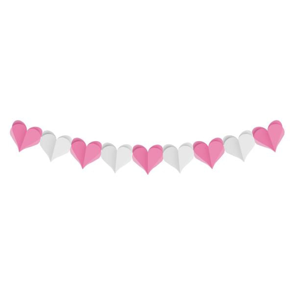 Faixa Decorativa Coração 3D Branco e Rosa 3,60m - 1 Un