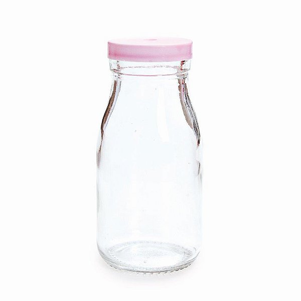 Garrafinha de Leite Tampa COM FURO Rosa 200ml - 1 Un