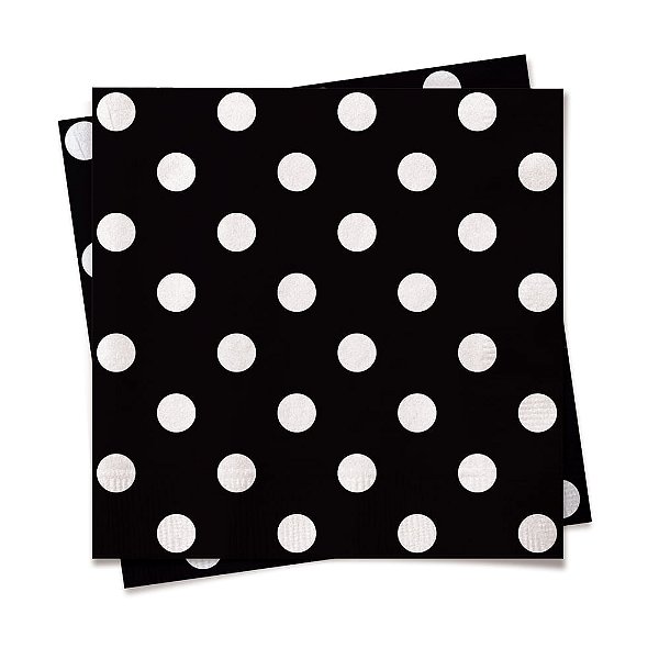 Guardanapo Poá Preto e Branco 24,5x24,5 com 20 Folhas