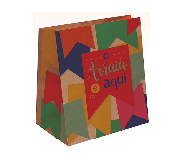 Saco Papel Kraft Delivery Arraiá M 28,5x24x11,5 - 1 Un