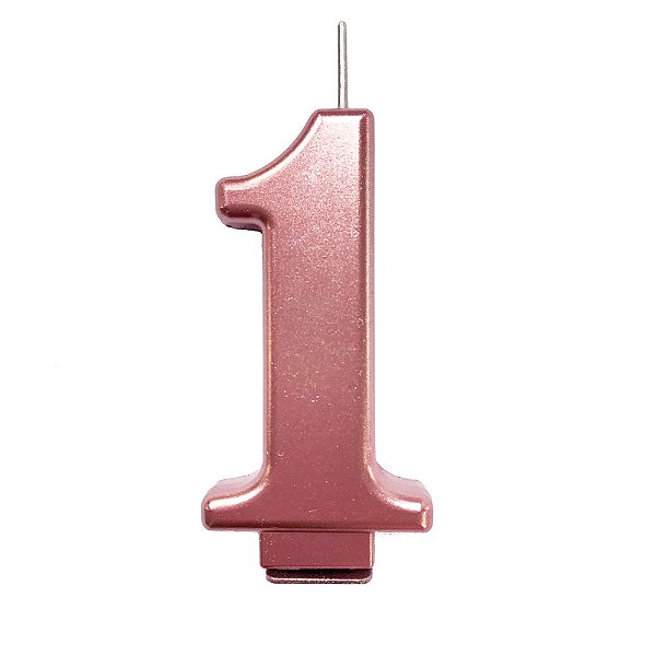 Vela Nº 1 Metalizado Rose Gold - 1 Un