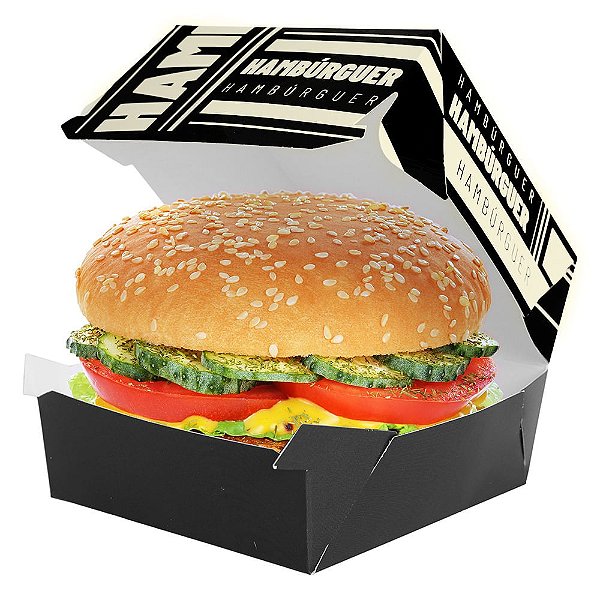 Caixa Embalagem Hambúrguer - Black - 50 Un