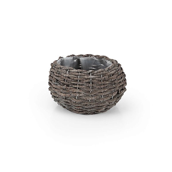 Cachepot Madeira Redondo Floresta - M 22,5x22,5x13