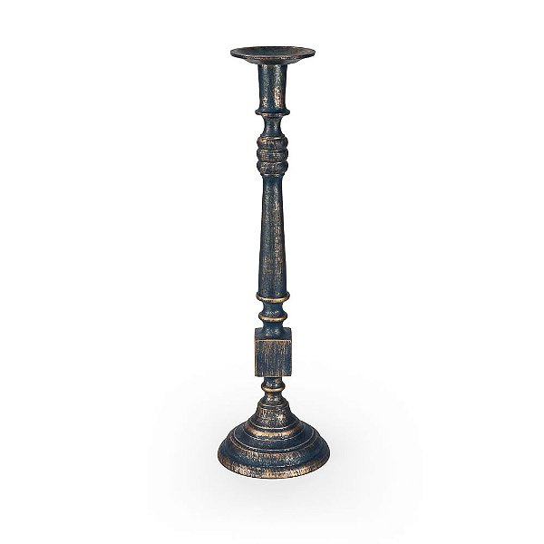 Castiçal Metal Azul Jafar - M 16x16x56