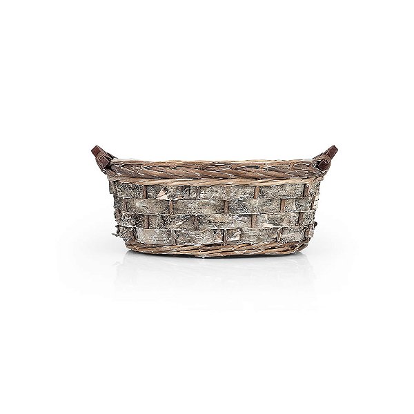 Cesto Oval com Alça Rustic 31x27x12