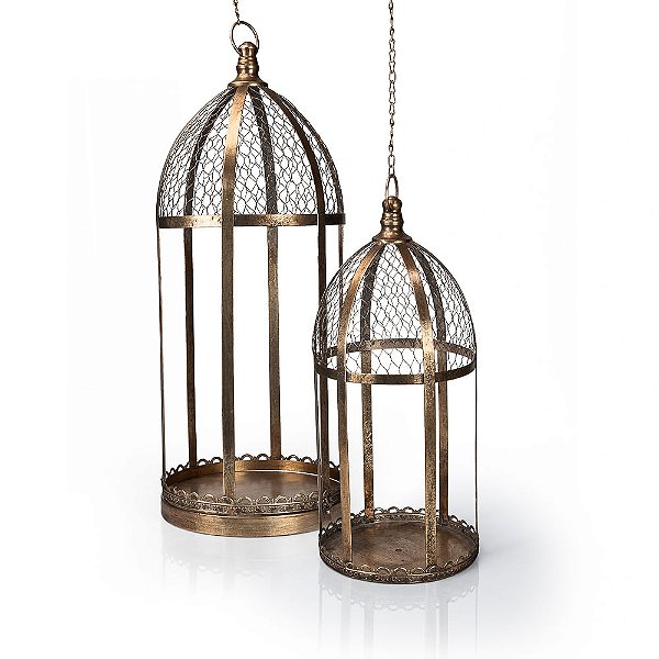 Gaiola Vazada Ferro Gold 26x26x62 - 2 Un