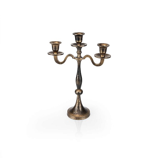 Mini Castiçal 3 Velas Metal Lumiere 23,5x9,5x33