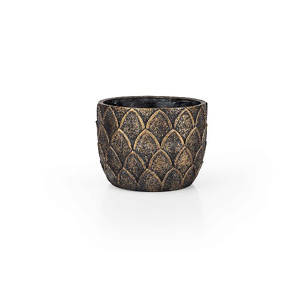 Vaso Cerâmica Escamas Gold - M 19x19x14