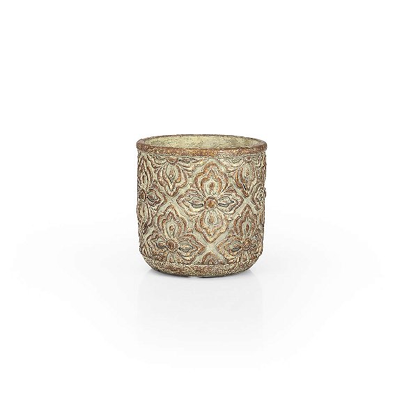 Vaso Cerâmica Flor Dourada - M 13x13x13