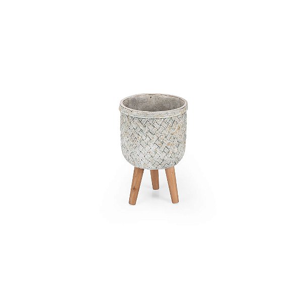 Vaso Cerâmica Treliça com Pé - P 16X16X26