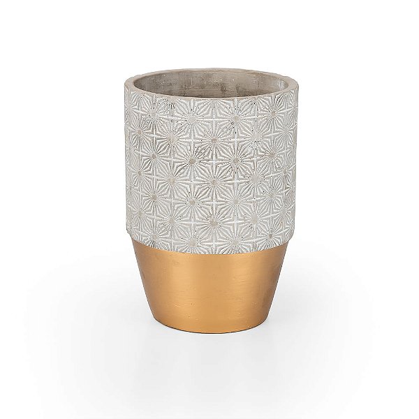 Vaso Cimento Gold Estrelas Alto 16X16X24