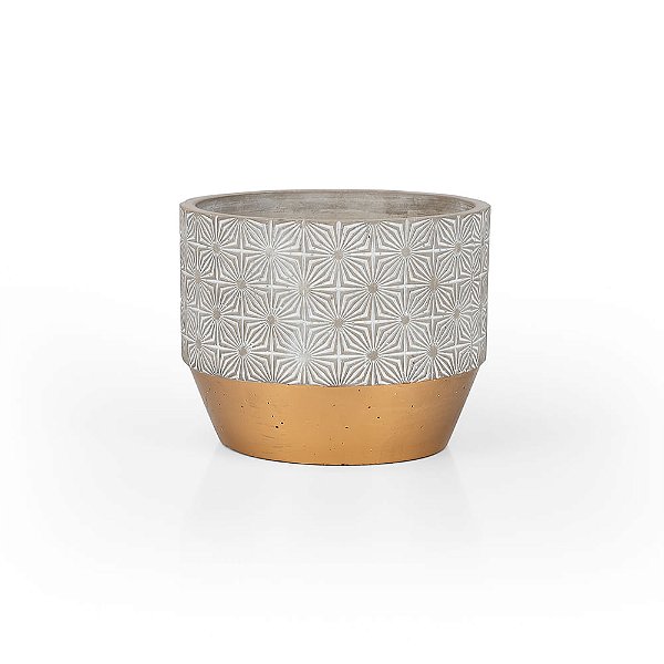 Vaso Cimento Gold Estrelas - G 18,5X18,5X15