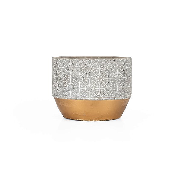 Vaso Cimento Gold Estrelas - M 17X17X12,5