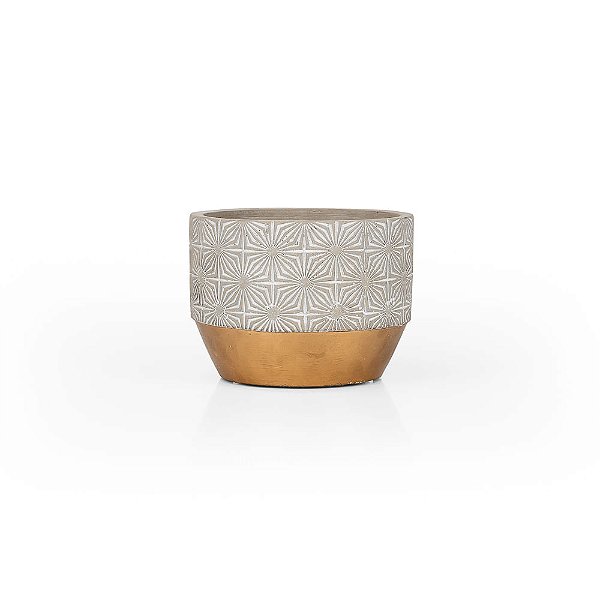 Vaso Cimento Gold Estrelas - P 14,5X14,5X11