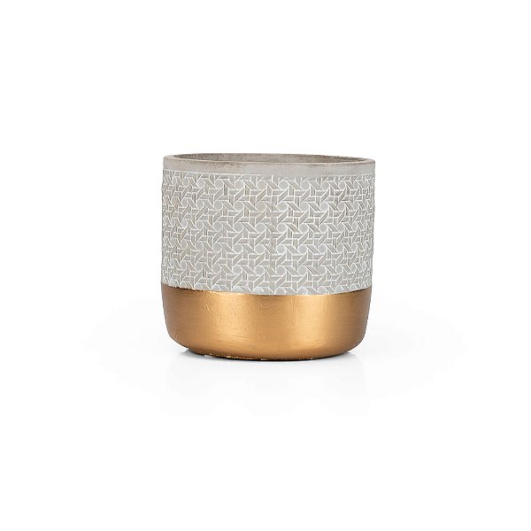 Vaso Cimento Gold Geométrico - M 16X16X15