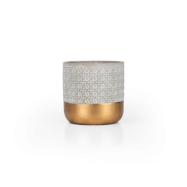 Vaso Cimento Gold Geométrico - P 13X13X13