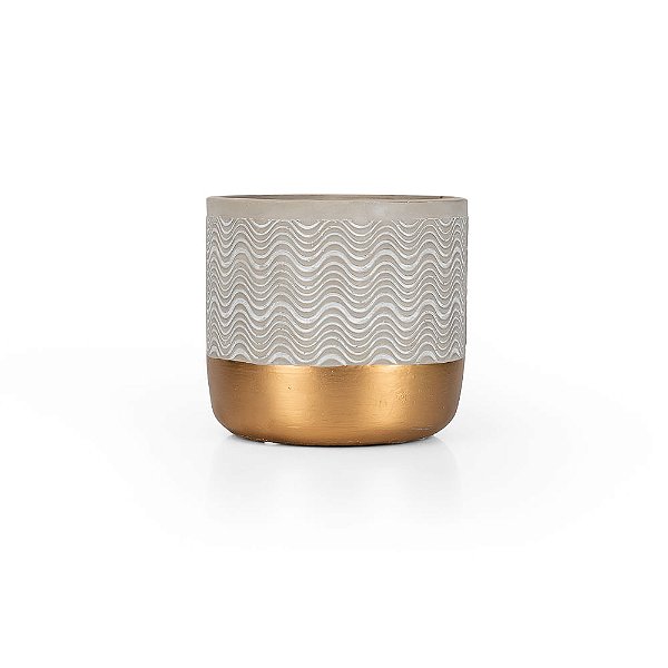 Vaso Cimento Gold Ondas - M 16X16X15