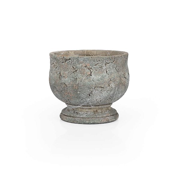 Vaso Cimento Ranhuras com Pé 19X19X16