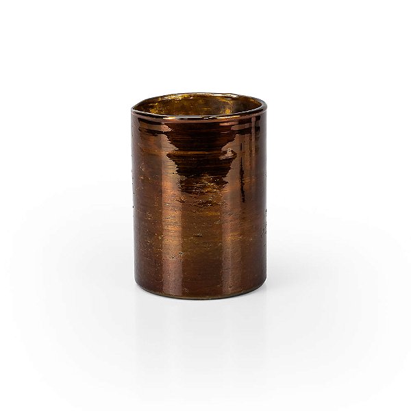 Vaso Dourado Vidro Delhi - P 10,5X10,5X14