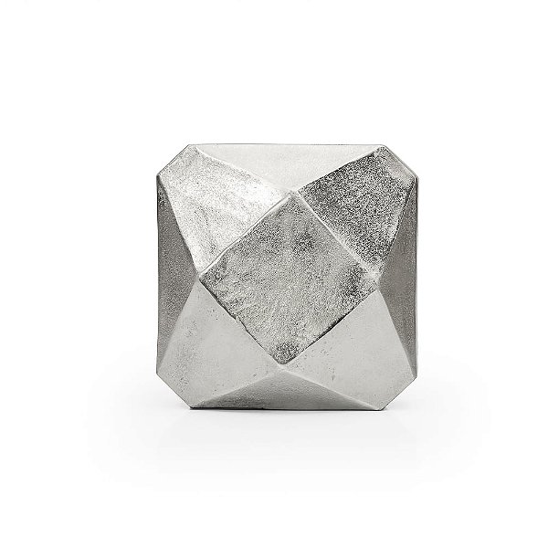 Vaso Metal Geométrico Silver - M 26X13X26,5