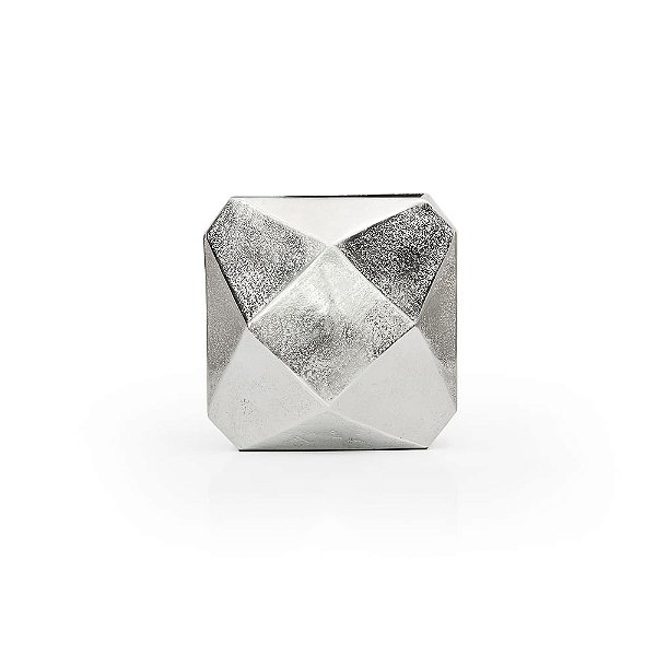 Vaso Metal Geométrico Silver - P 21X12X21,5