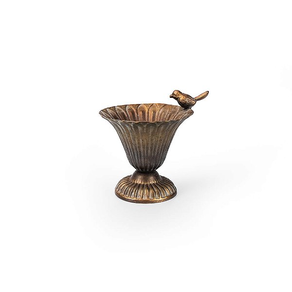 Vaso Pássaro Metal Agra 13,5X13,5X13