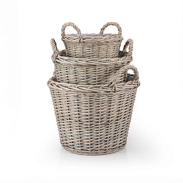 Cestão vime Redondo com Alça Cartago 45x43x41 - 3 Un