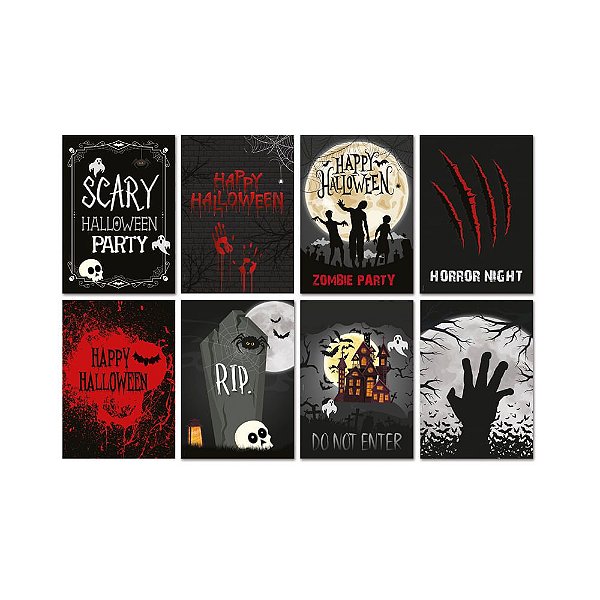 Cartaz Decorativo Noite do Terror 25x35cm Preto - 8 Un