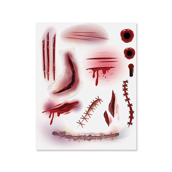 Cartela Tatoo para Pele Noite do Terror Preto - 4 Un