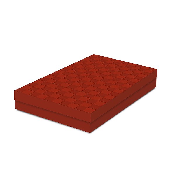 Caixa Retangular com Tampa Baixa Terracota com Relevo G 37X25X5,5