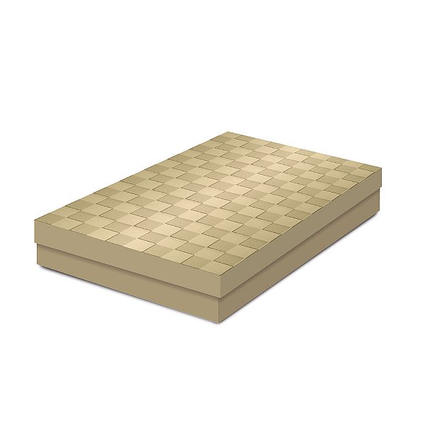 Caixa Retangular com Tampa Baixa Ouro com Relevo M 30X21X4,5