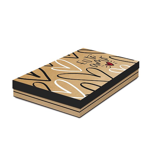 Caixa Retangular com Tampa Baixa Te Amo G 37X25X5,5