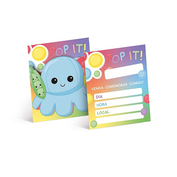 Convite Pop It (Fidget Toys) - 8 Un