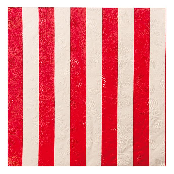 Guardanapo Listrado VermelhoBranco - 20 Folhas