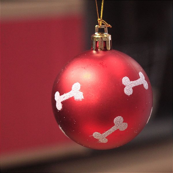 Bola Osso e Pata Vermelho 6cm - 6 Un