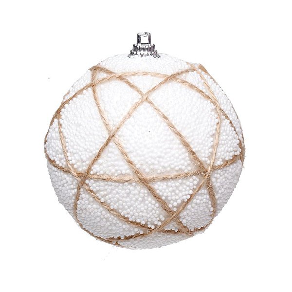 Bola Nevada Branca com Juta 8cm - 6 Un