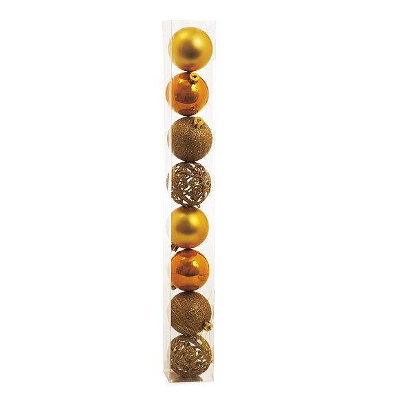 Bolas Sortidas Ouro 6cm - 8 Un